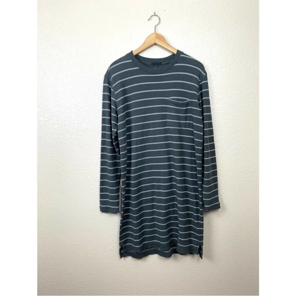 ATM Anthony Michael Melillo 100% Pima Cotton Striped Long Sleeve Shirt Dress L - Picture 3 of 11